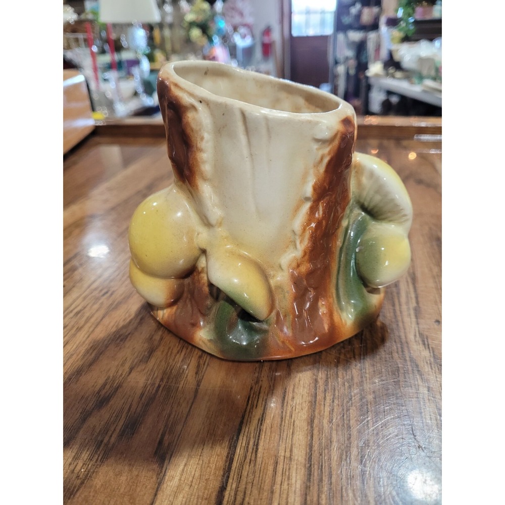 Vintage Ceramic Planter Mushroom Tree Stump